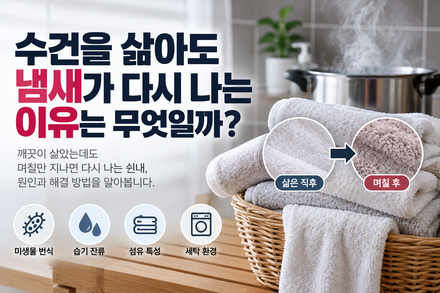 수건을 삶아도 냄새가 다시 나는 이유는 무엇일까?