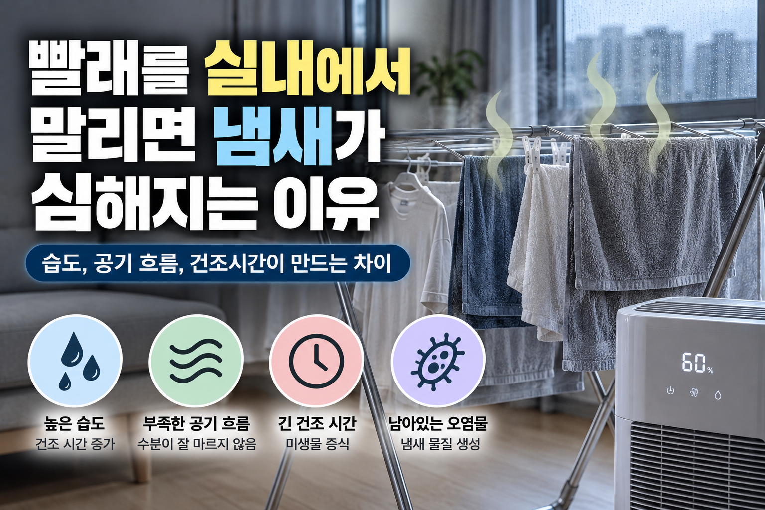 빨래를 실내에서 말리면 냄새가 심해지는 이유
