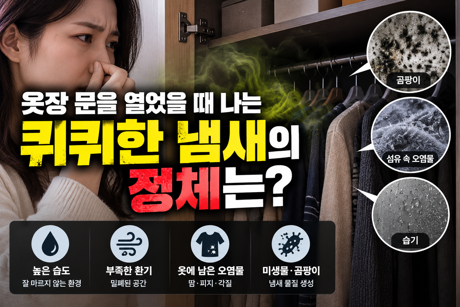 옷장 문을 열었을 때 나는 퀴퀴한 냄새의 정체와 원인