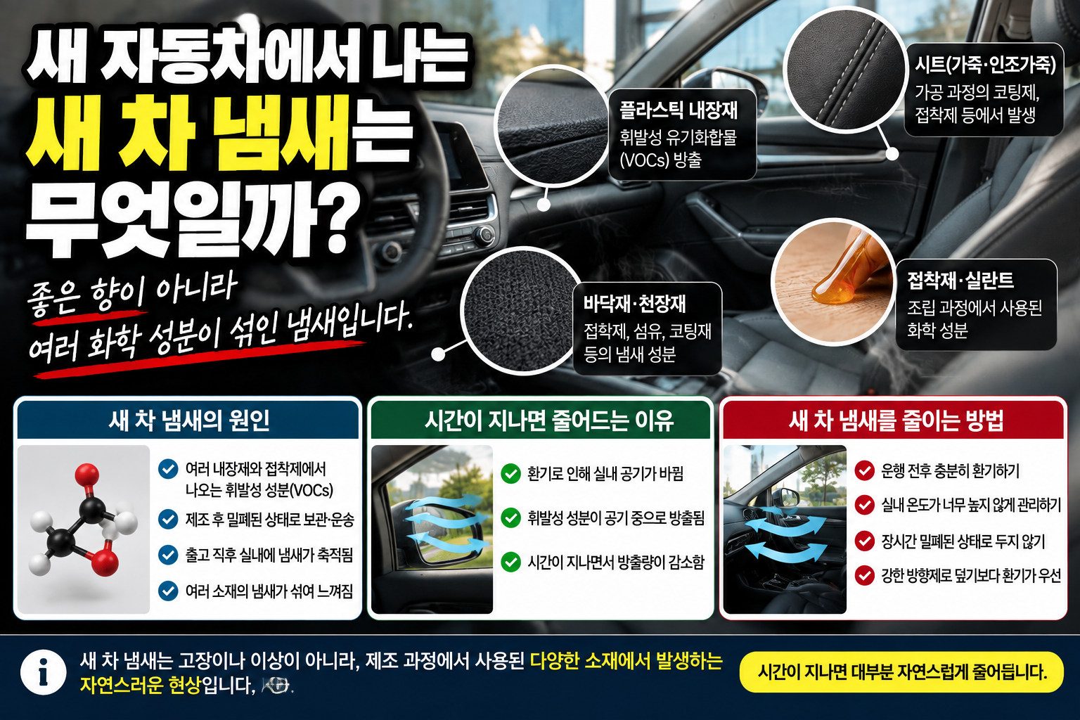 새 차 냄새의 원인과 줄이는 방법